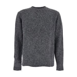 Coor Men Grey Crewneck Sweater With Ribbed Trims In Wool Blend Man